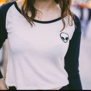 Brandy Melville embroidered alien top